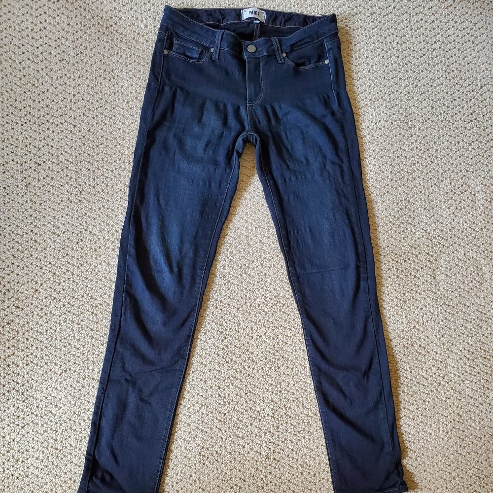 Paige Skyline Skinny Jeans Stretch Women's Dark